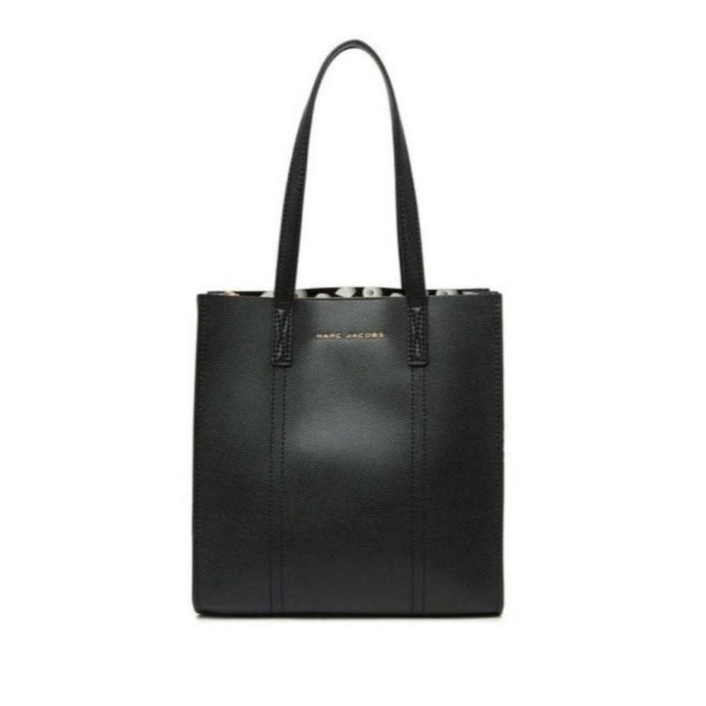 Marc Jacobs Logo Black Leather Tote